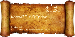 Kacsó Sándor névjegykártya